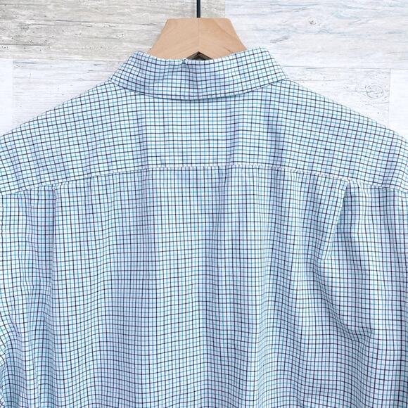 Bonobos Slim Fit Poplin Shirt Blue Green Plaid Button Down Cotton Mens Large - Picture 4 of 6